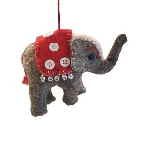 Christmas Elephant Ornament Jingles & Joy Felted Wool Elephant Ornament
